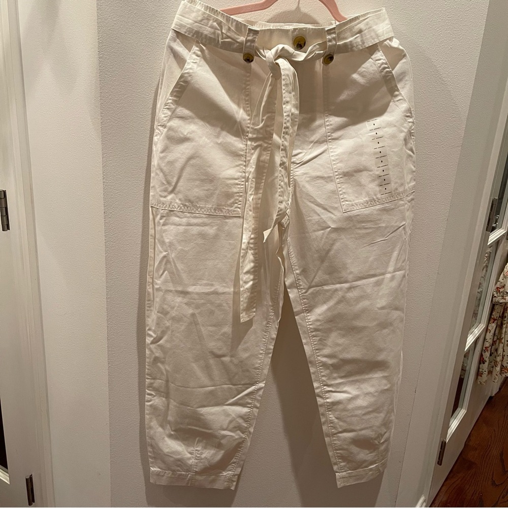 NWT Free Assembly Elegant Cream/Egret Belted Women's Pants